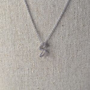 Colleen Lopez Sterling Silver .11 ctw genuine diamond Initial S Necklace NEW